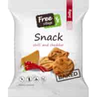 FREE VILLAGE Pieczone przekąski (snacki) o smaku sera cheddar z płatkami papryki chili b/g 100g