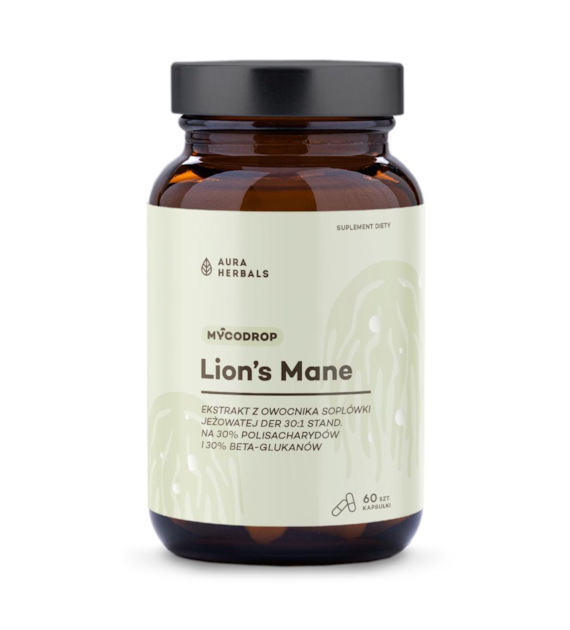 AURA Mycodrop, Lion's Mane 30:1, 30% beta-glukan, kapsułki 60 szt.