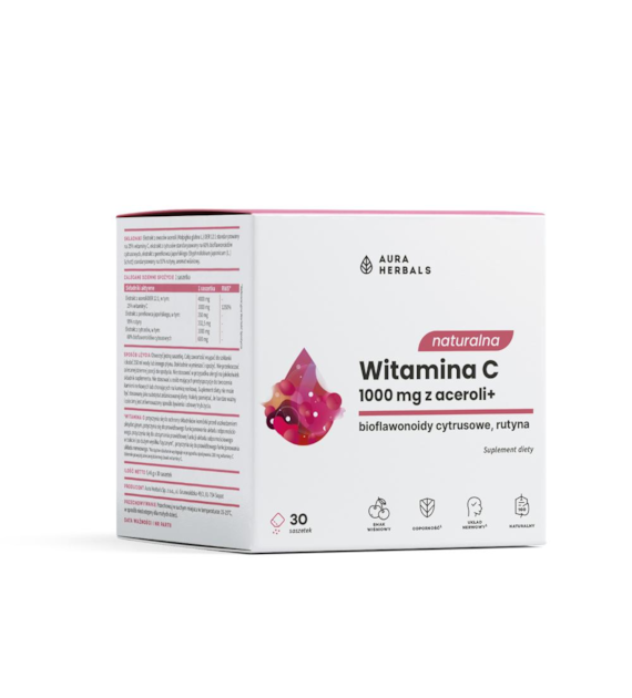 AURA Naturalna witamina C 1000 mg z aceroli, saszetki 30 szt.