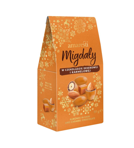 AMARESTI BN Migdały w czekoladzie deserowej i karmelowej 80g
