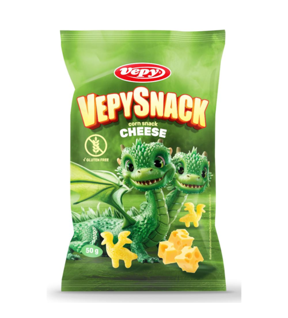 VEPY Chrupki kukurydziane ekstrudowane o smaku sera b/g 50g