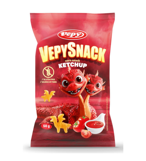 VEPY Chrupki kukurydziane ekstrudowane o smaku ketchupu b/g 50g