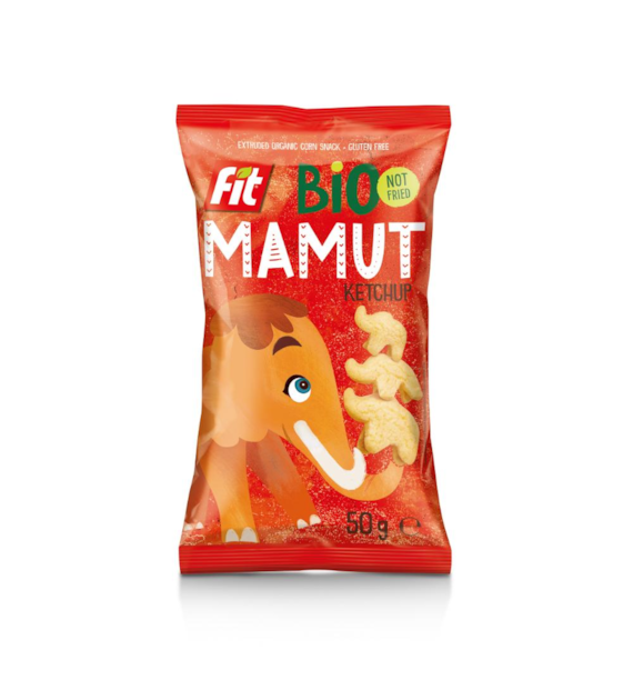 FIT Chrupki kukurydziane Mamut o smaku ketchupu b/g BIO 50 g